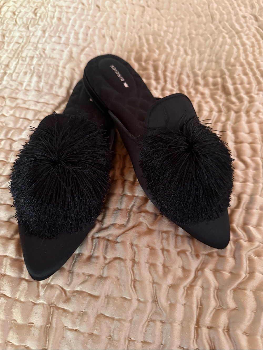 Birdies Black Pom-Pom Quilted Slip-On Mules - Picture 4 of 4